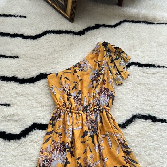 Shoshanna Carmela Yellow Silk Floral One-Shoulder Mini Dress - Picture 4 of 7